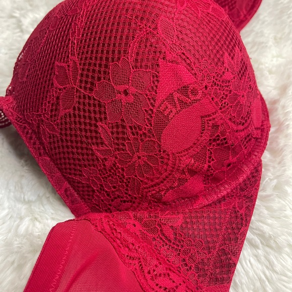 XO Plunge Push-Up Tattoo Lace Straight Back Bra 46D - Picture 14 of 16